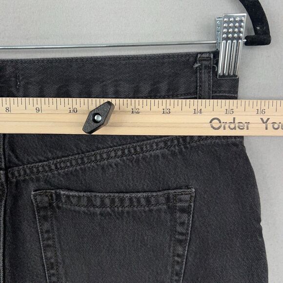 We The Free People Jeans Womens 27 Black Maggie Mid Rise Straight Leg Grunge Rip - Picture 11 of 16